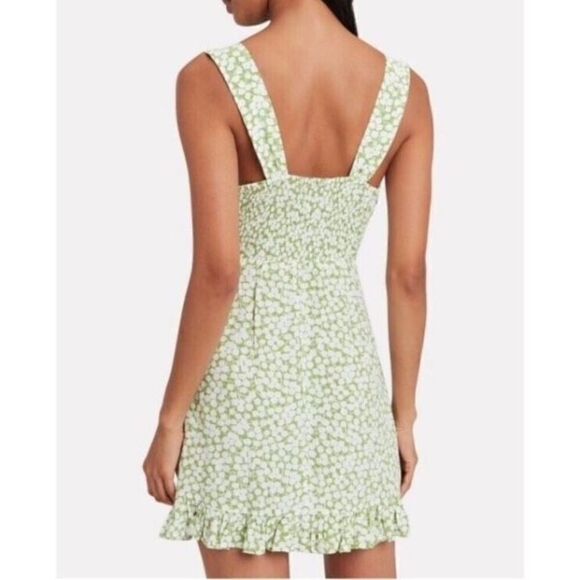 FAITHEULL THE BRAND S Lou Lou Mini Dress Green Floral Flirty Button Up Smocked - Picture 3 of 12